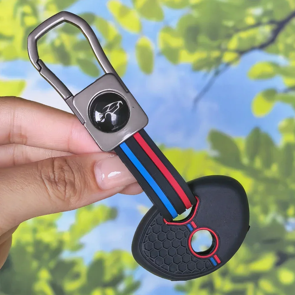 Simple Textured Key Shell With Keychain For BMW R1200RT R1200GS R1250GS R1250RT K1200R K1200S K1300R K1300S Motorcycle Fob Cover