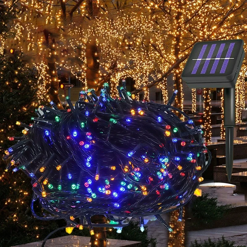 LED Solar Icicle String Lights Outdoor Garden Decor Garland  Fairy Light Wedding Party 2026 Ramadan Home Decoration Solar Lamp