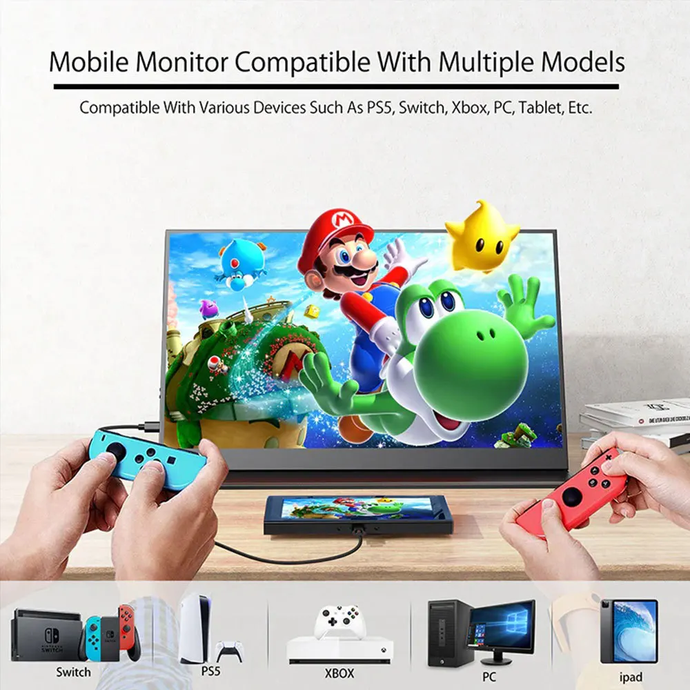 14-inch Portable Monitor 2.5K 2560*1600 60Hz 16:10 Game Screen 100% sRGB 400nit for Laptop Mac Xbox PS5 Switch Mini HDMI Type-c