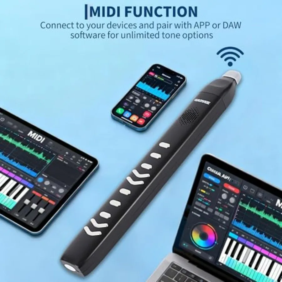 Digital Wind Instrument with Built-In 10 Tones 2 Fingering Modes MIDI Connectivity USB Rechargeable Design Professional Perform
