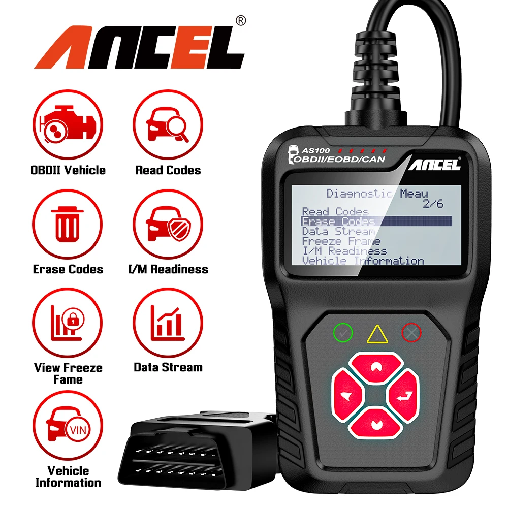 ANCEL AS100 OBD2 Scanner Car Code Reader Automotive Vehicle Universal Check Engine Fault  OBD 2 Diagnostic Scan Tool PK ELM327