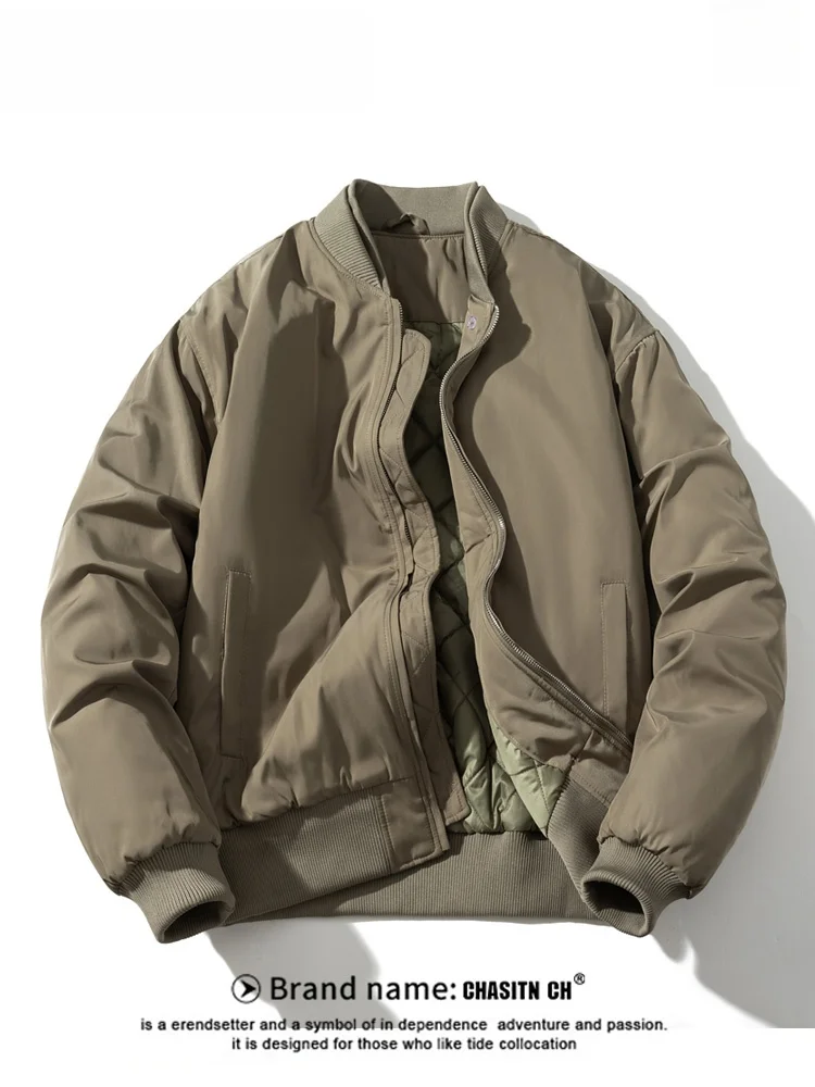 

Весенне-осенне-зимняя куртка-бомбер MA-1 для мужчин: повседневная, свободного кроя, в стиле ретро, с простым дизайном, из хлопка и полиэстера