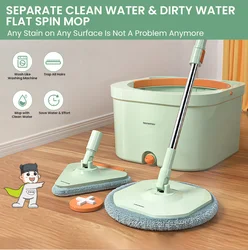 Microfiber Mop and Bucket Set Sewage Water Separation Floor Washing Mop Dry And Wet Glass Triangle Cleaner Bathroom Cleaning