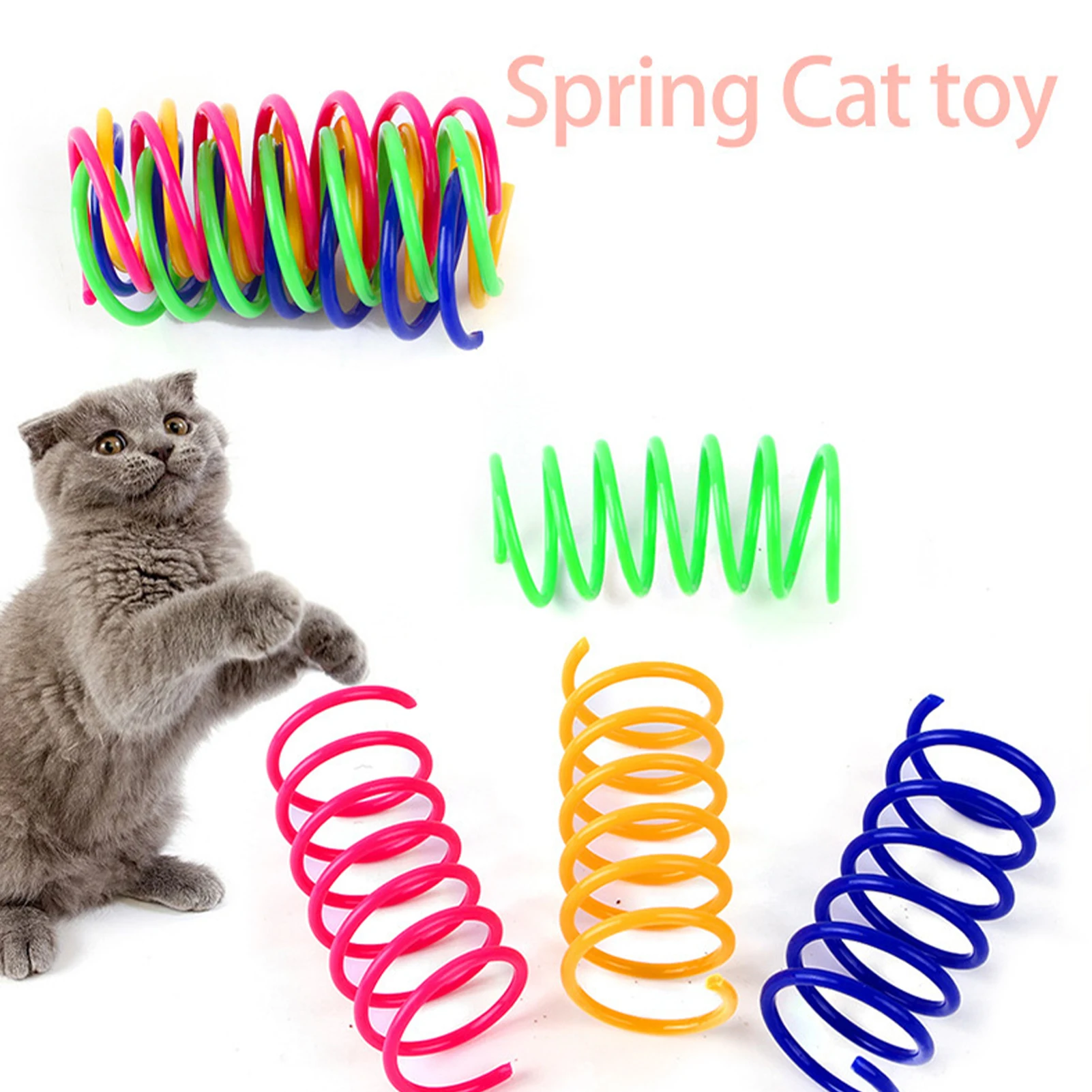 Cat Spring Coil 4Pcs PP Coil Spiral Springs Para Kitten Pets Colorful Springs Cat Toy Para Swatting Biting Hunting Kitten Brinquedos