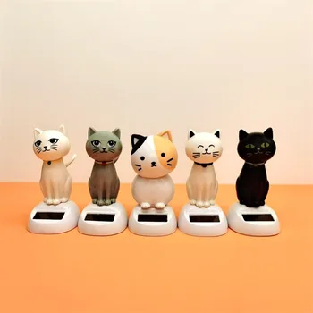 Neuheit Solar Spielzeug Cartoon niedlichen Katze Serie Solar schwingende Puppe lustige Desktop-Dekorationen Solar schwingende Katze Auto Ornament