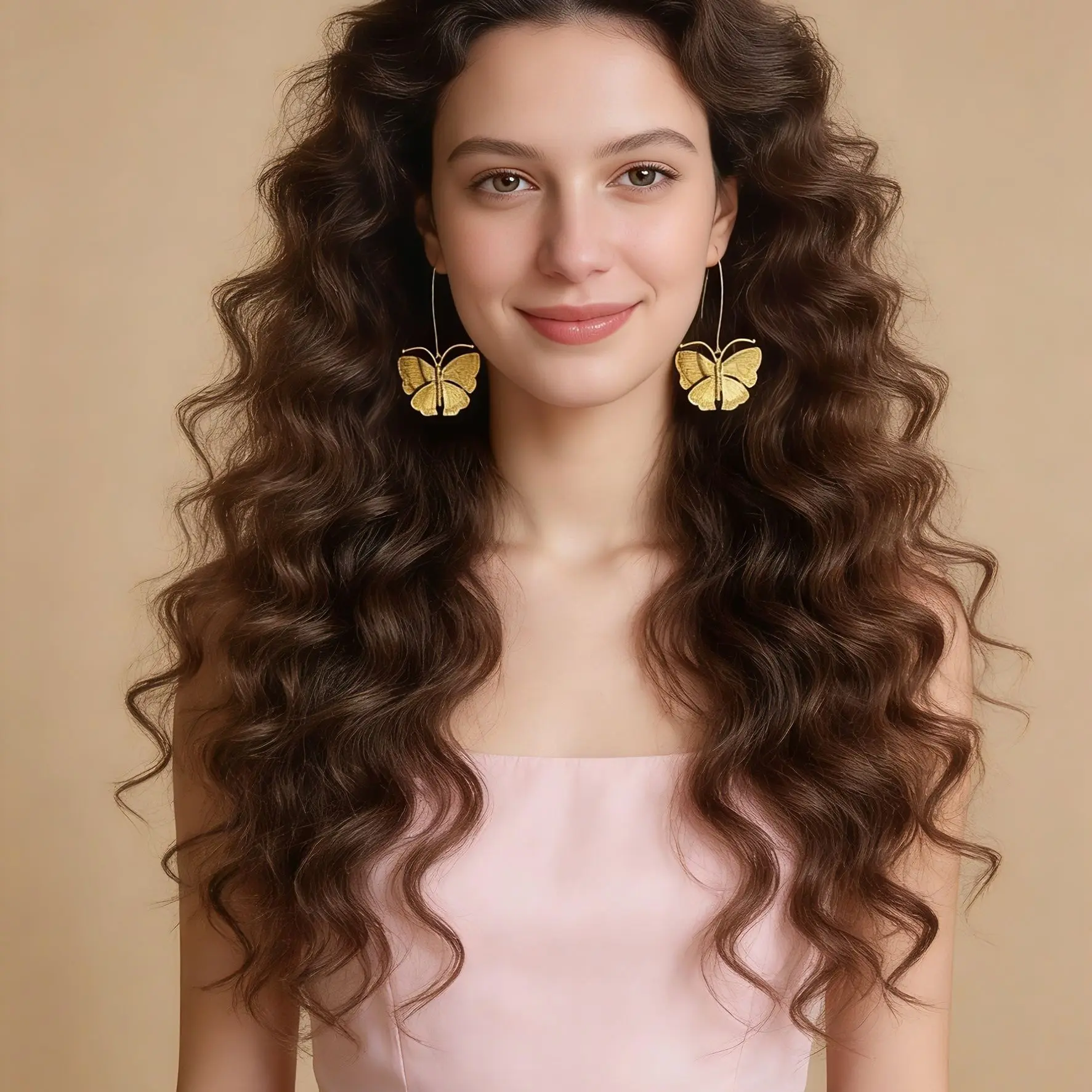 Light luxury high-end retro new versatile niche old style alloy temperament long butterfly pendant women's earrings