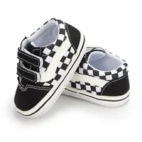 Meckior Baby Boy Girl Shoes Canvas Sneakers Non-slip Rubber Sole Plaid Streaks First Walkers Infant Baby Unisex Casual Shoes 2