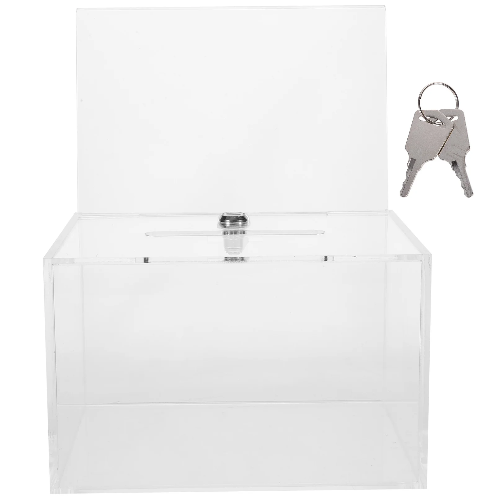1Set Smooth Finish Acrylic Donation Box Lock Fundraising Suggestion Complain Letter Voting Public Mailbox Collection Box