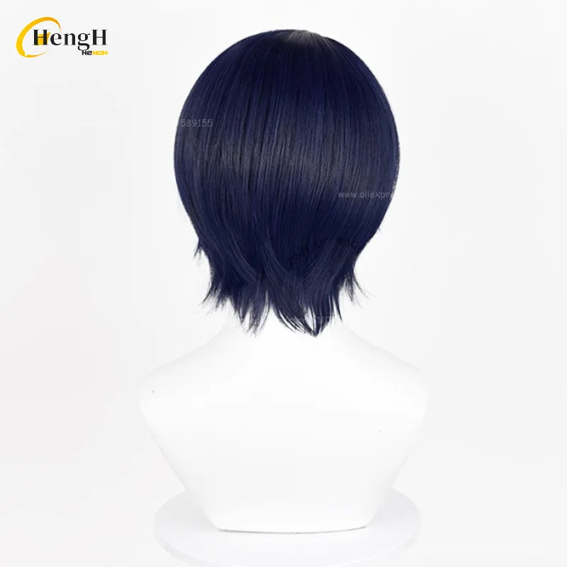 In Magazzino Gioco P5 Yusuke Kitagawa Capelli Sintetici Corti 29 cm Blu Nero Cosplay Anime Parrucca Resistente Al Calore Parrucche Del Partito Dei Capelli + Protezione Della Parrucca
