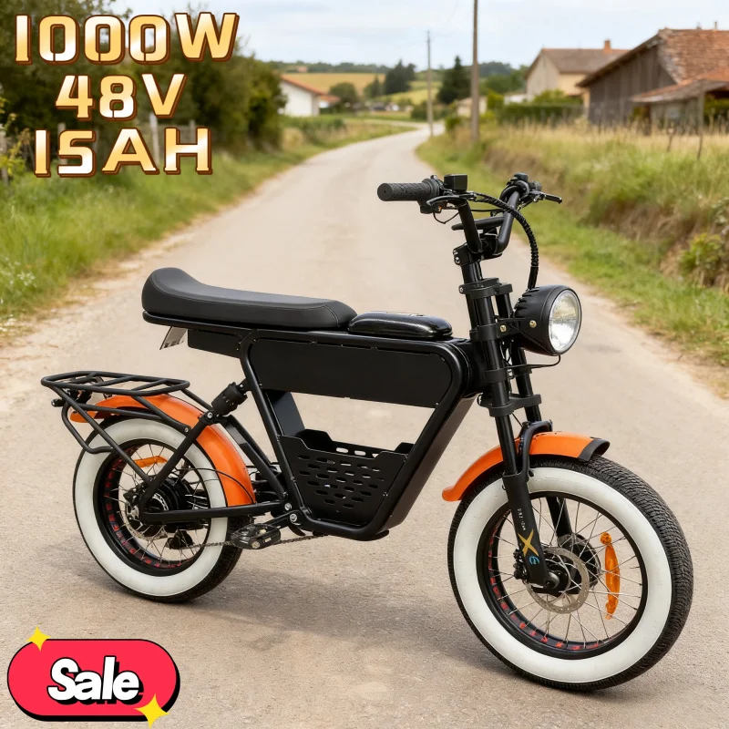 

20-inch wide tire electric bicycle, can store items conveniently and quickly 1000W strong motor 48V 15AH battery electric bike