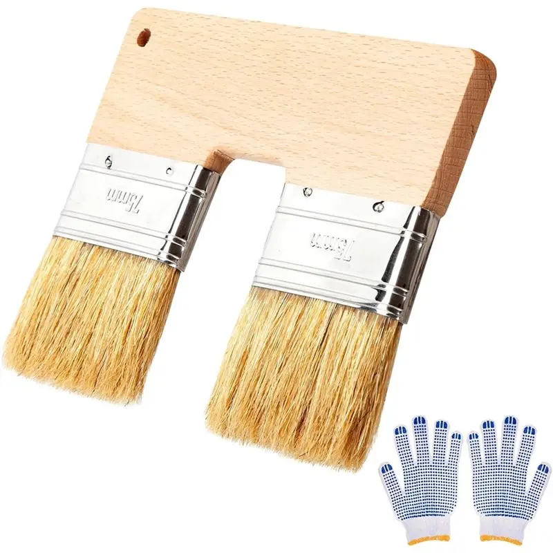 

M12K-For Wall Painting Tool- Double Paint Brush,3 Inch U-Shape Reusable Double Color Brush For Glue Stain Art Projects