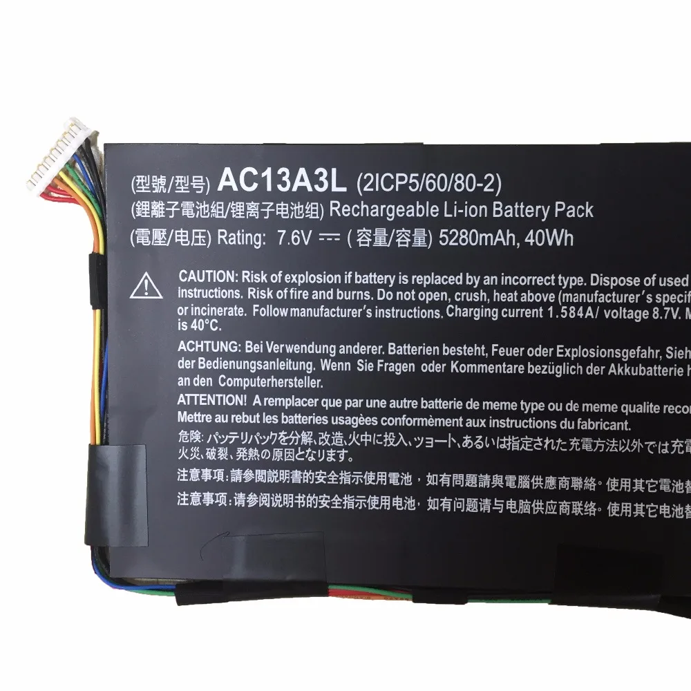 7.6V 40wh 5280Mah AC13A3L  Original New High Quality AC13A3L Laptop Battery  for Acer AC13A3L X313 X313-E X313-M