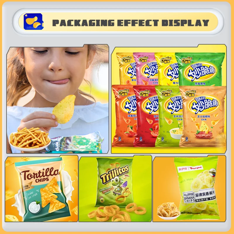 Automatic Snack Potato Chips Popcorn Banana Chips French Fries Sachet Weighing Packing Packaging Machine with Nitrogen