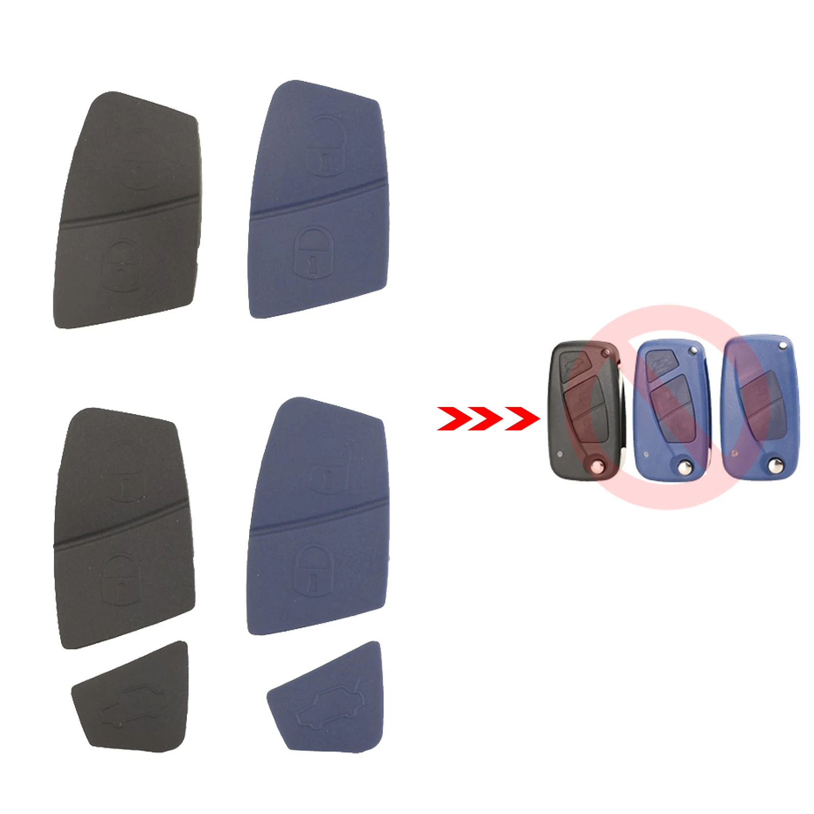 Jingyuqin Silicone Rubber Key Pad 2/3 Buttons For Fiat Punto Panda Replacement Red Flip Remote Auto Key Pads