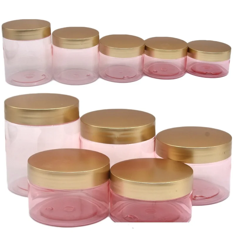 

24Pcs Clear Pink Cream Jar Cosmetic Container 100g 120g 150g 200g 250g Refillable Portable Packaging Plastic Empty Face Mask Jar