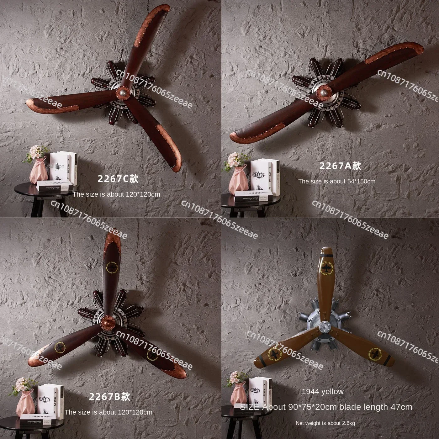 Old-Fashioned Propeller Wall Hanging Decoration Decorative Painting Restaurant Photography Model