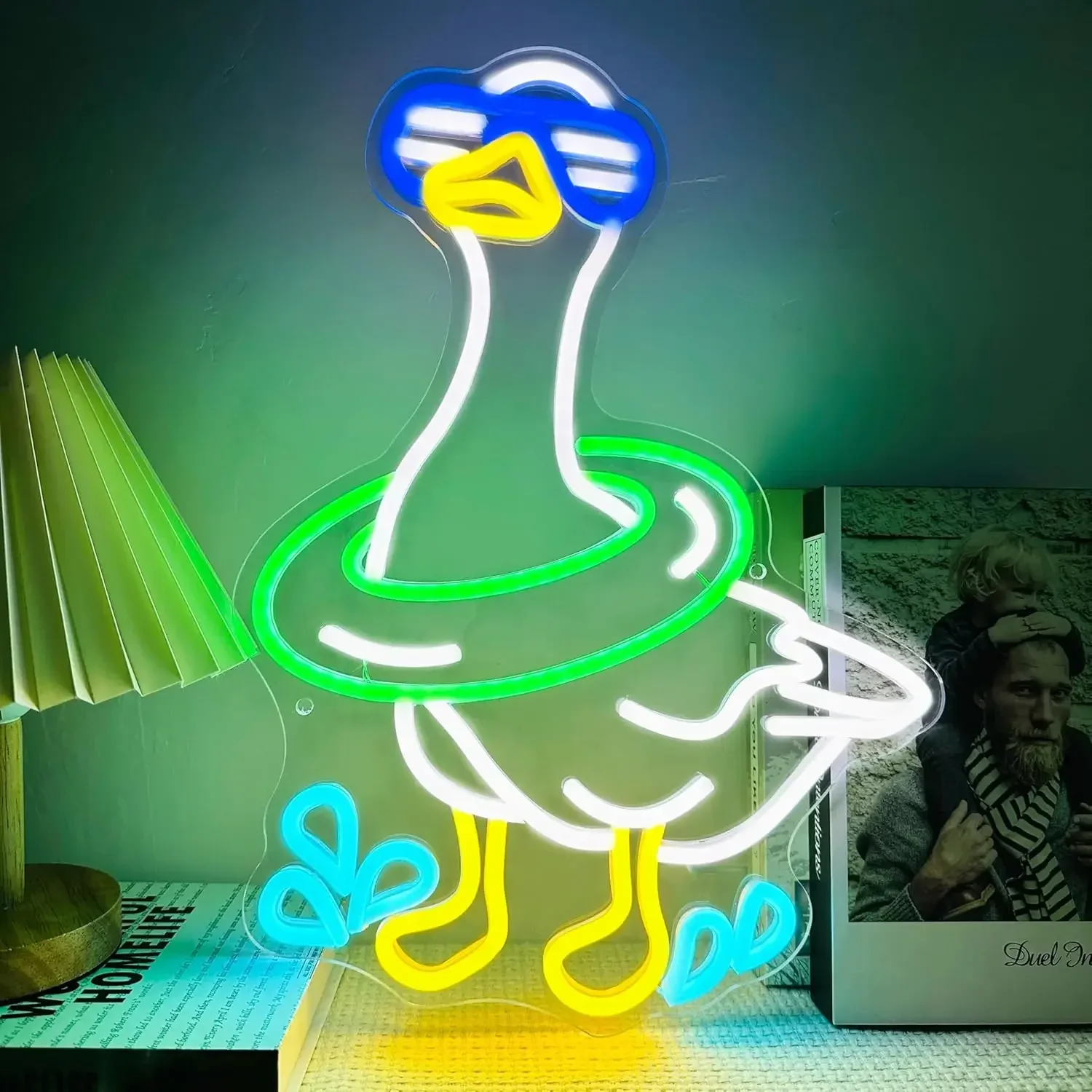 

Неоновая вывеска в виде утки для бассейна, подарки на день рождения, USB-светильник с регулировкой яркости для детской комнаты, ванной, летней вечеринки, декор для стен, милая лампа в виде животного