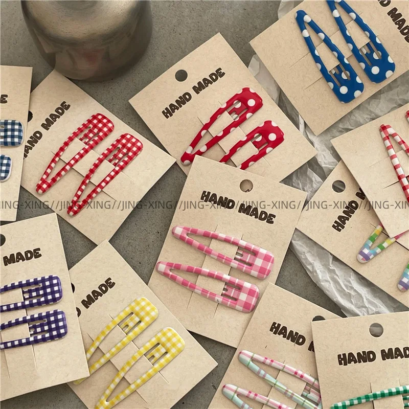 2pc Fashion and Minimalist Colorful Classic Plaid BB Hairpin Hair Side Clips for Girls Women Korean Hair Accessories