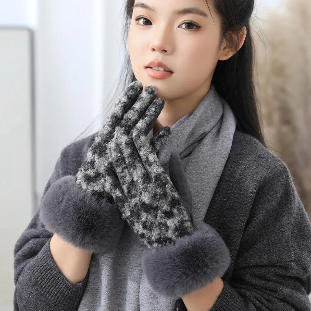 

Милые бархатные перчатки с леопардовым принтом, ветрозащитные женские перчатки с длинными пальцами, толстые велосипедные варежки в корейском стиле, зимние