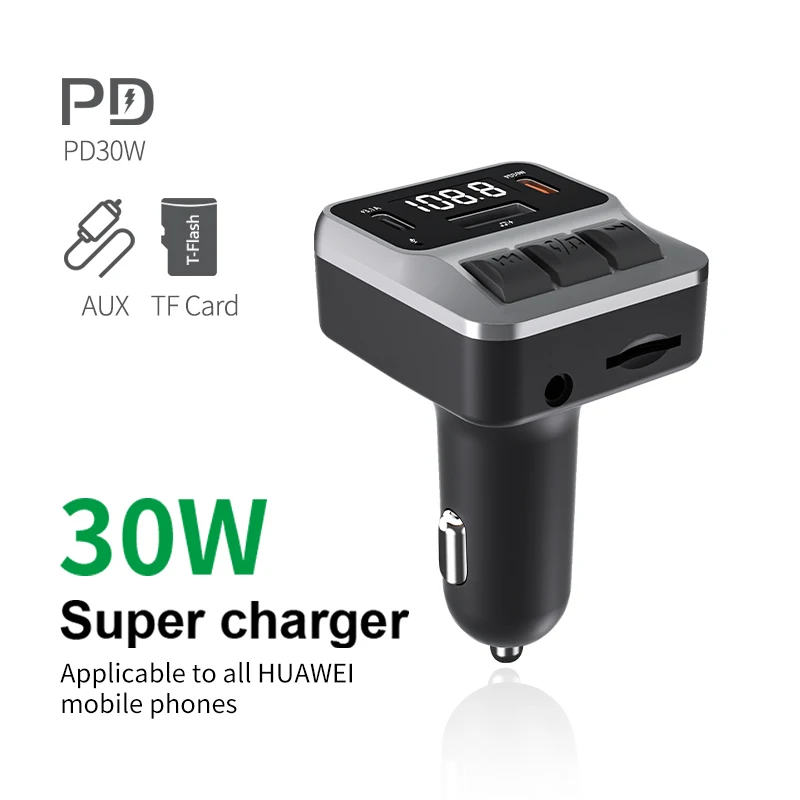 سيارة بلوتوث FM الارسال سيارة كيت مشغل MP3 حر اليدين استقبال الصوت PD 30W شحن سريع #2