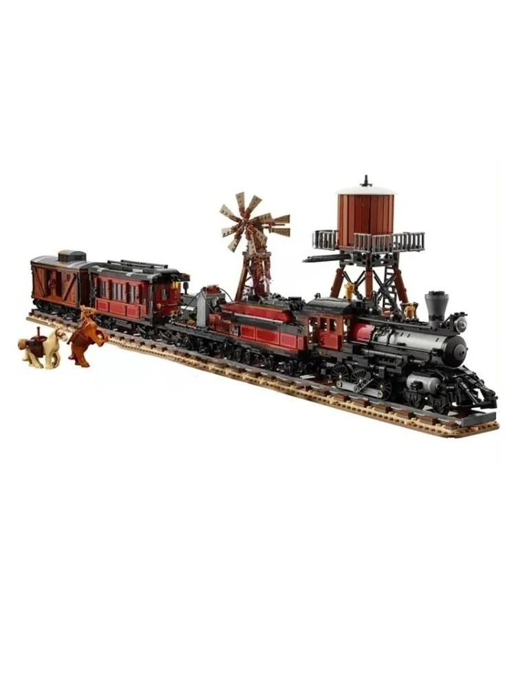 MOC Wild West Train Express locomotief Hot City Selling Kerst StreetView Puzzel Architectuur DIY Verjaardag Sets Speelgoed Geschenken - afbeelding 2