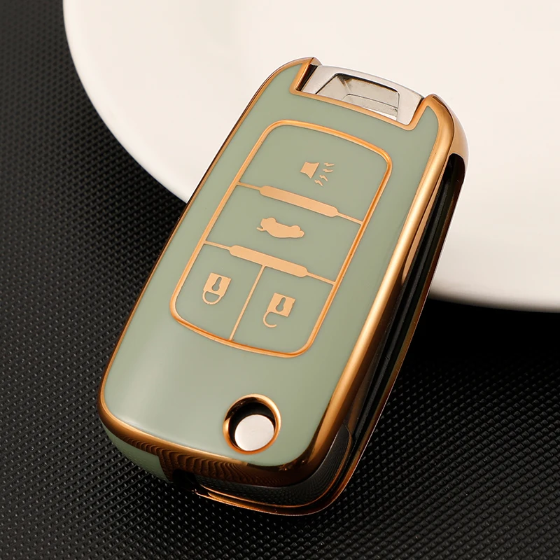 TPU Flip Car Key Fob Case Cover for Chevrolet Cruze Impala Camaro Garna Equinox Volt Yakista AVEO Impala GMC Terrain Keychain