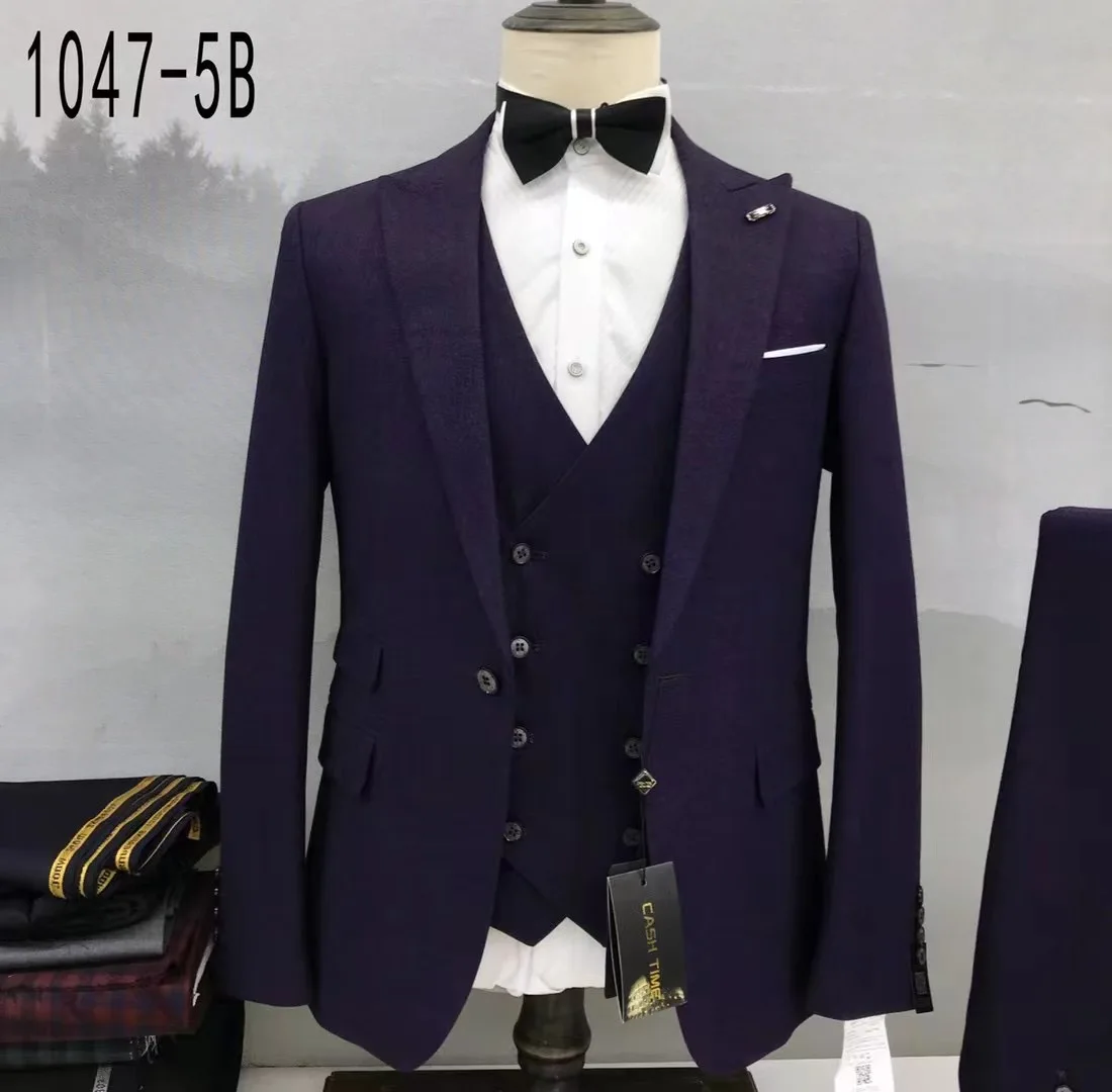 2024 Latest Suits For Men Fashion Slim Fit 3 Pieces Wedding Groom Blazer Vest Pants Set Formal Banquet Luxury Tuxedos For Male