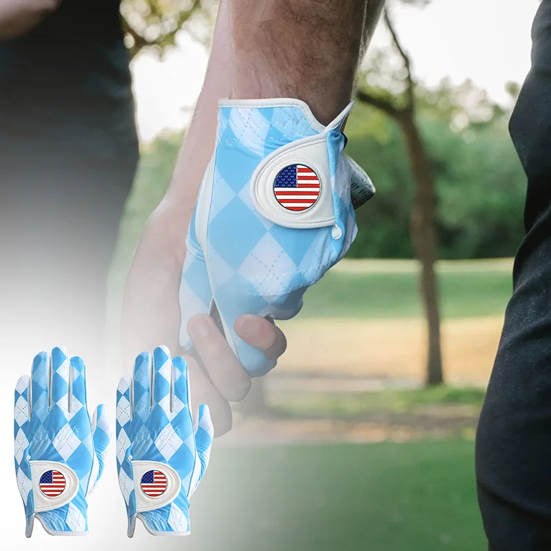 

Мужские перчатки для гольфа для правой руки, гольфист для левой руки с маркером для мяча, комплект из 2 шт., кожаные, дышащие, удобные, устойчивые к атмосферным воздействиям