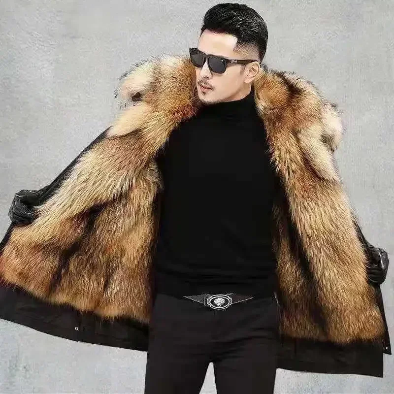 Casaco de inverno casual masculino, Jaqueta, Pele de raposa, Roupa de homem, Novo, 2023