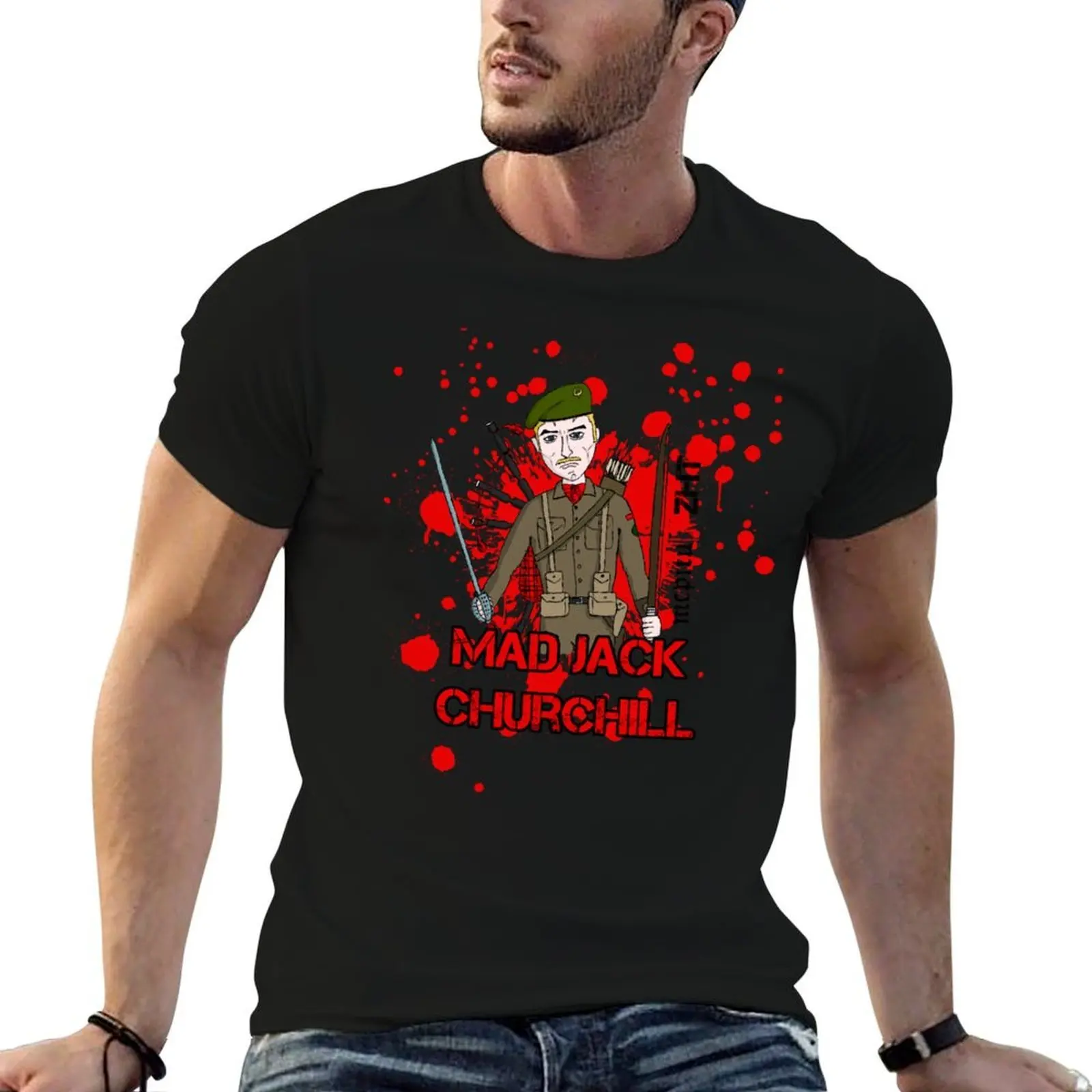 

Mad Jack Churchill T-Shirt man t shirt cotton high quality t shirt custom print t shirts for man graphic vintage T-Shirt