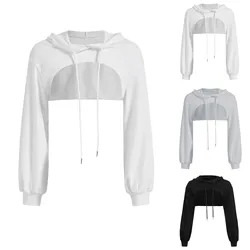 Fashion Female Hoodie Personality Irregular Crop Ultra Short Style Long Sleeve Top Autumn New Female Sweatshirt Y2k Clothes