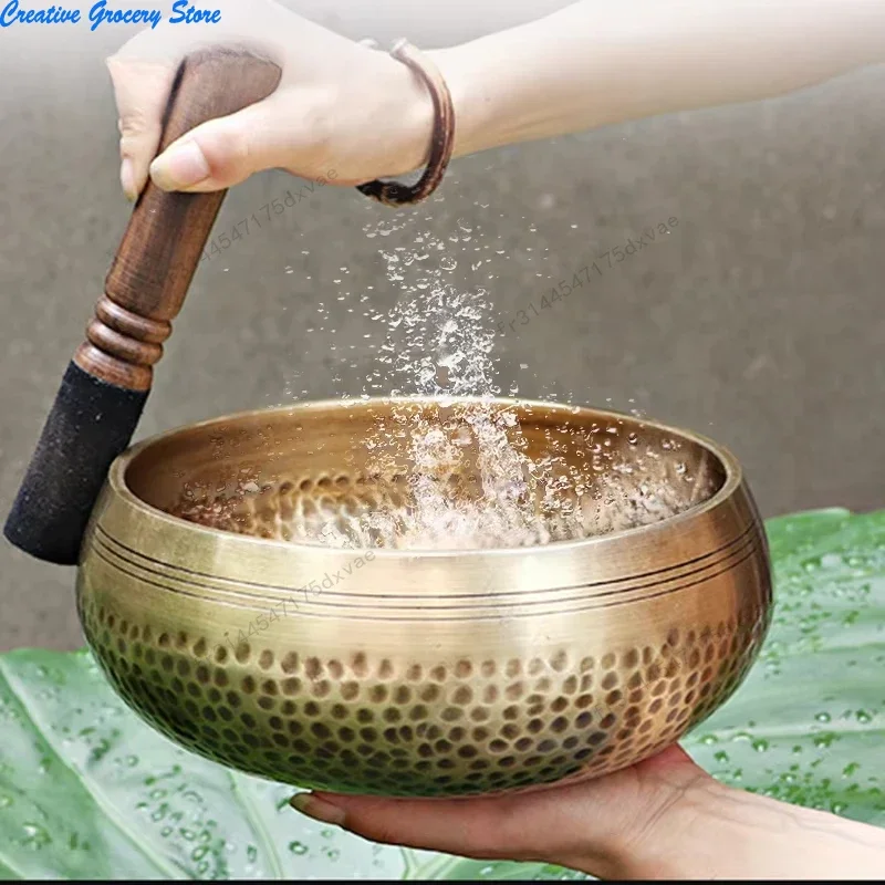 Bol sonore de bouddha du Tibet fait à la main, bol de chant de méditation de Yoga, carillon en laiton, artisanat de thérapie musicale, bol chantant tibétain