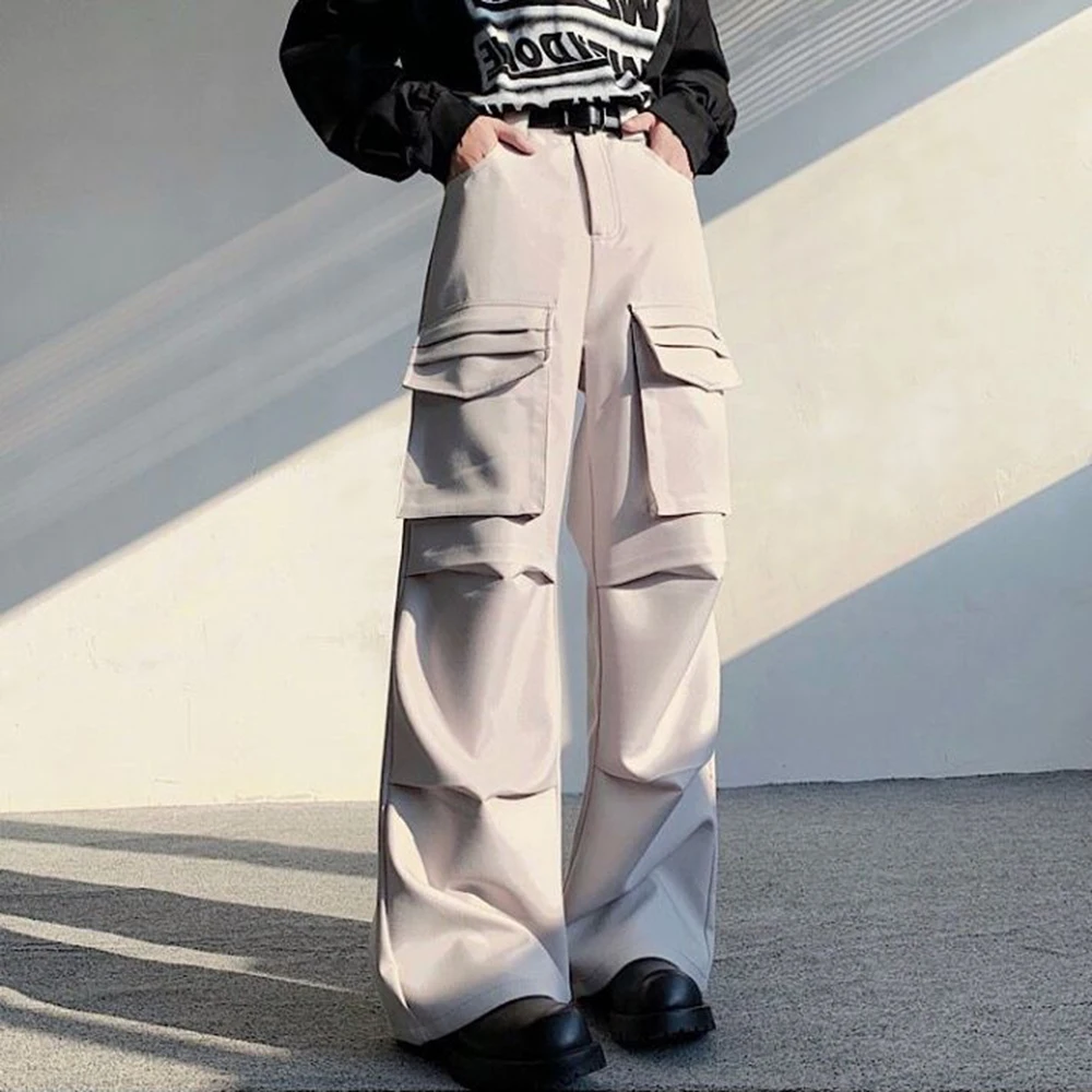 

Новые мужские прямые брюки с большими карманами в американском ретро-стиле, модные, трендовые, свободные, повседневные, простые, для мужчин, коллекция Лето 2026