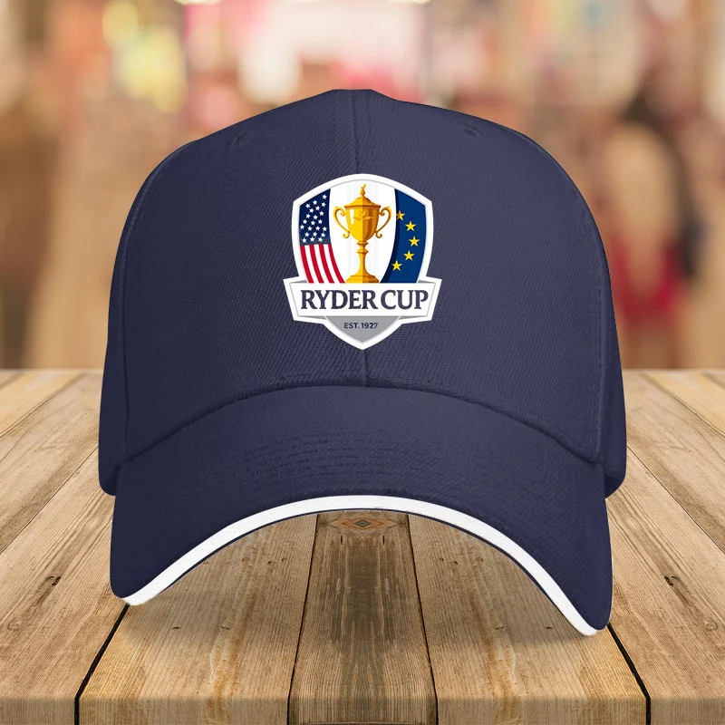 1pc Ryder Cup Cap Ryder Cup Oficial 1pc Boné de beisebol leve, ajustável, poliéster |   Design de bandeira e troféu americano, id