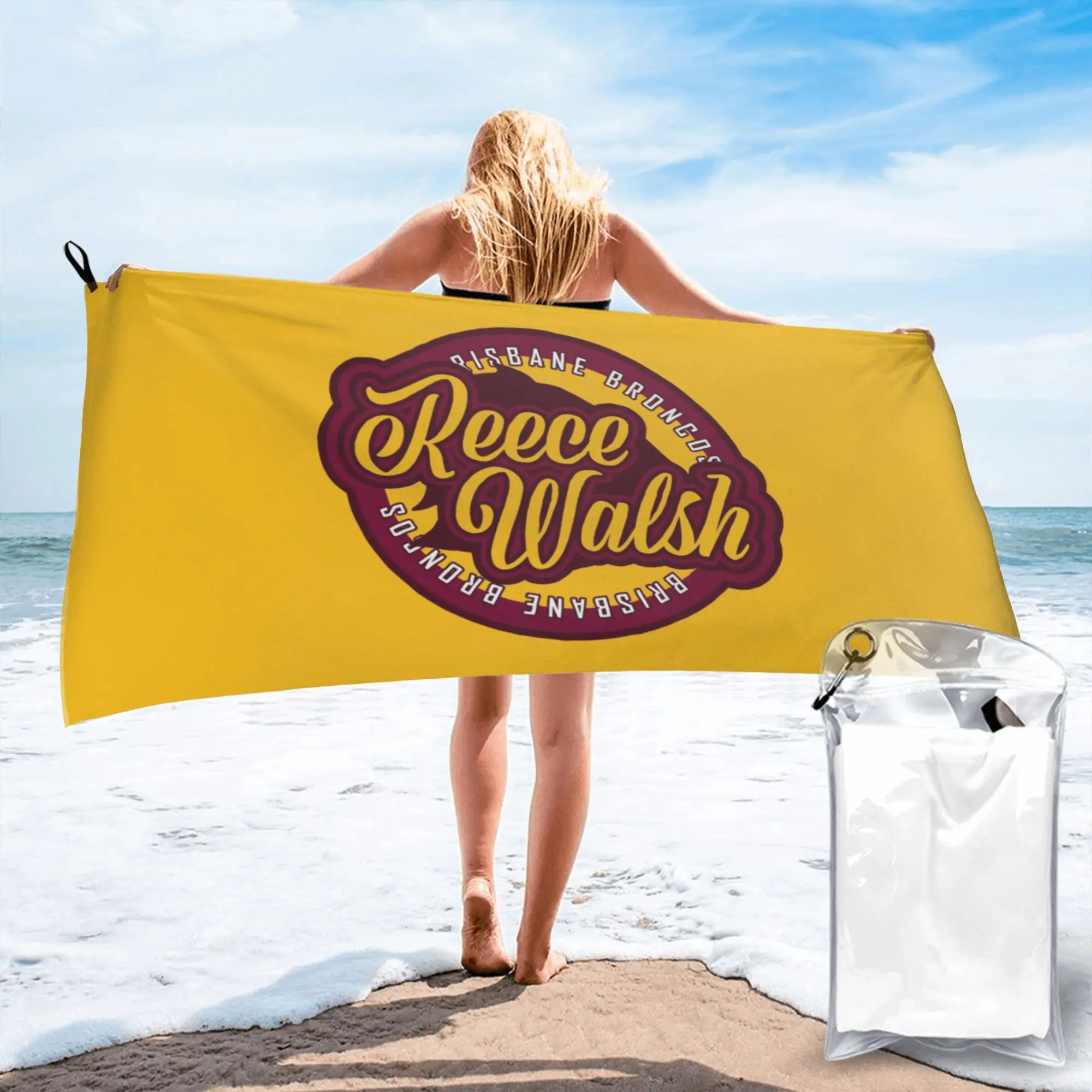 Reece Walsh Brisbane Broncos Beach Towel Soft Microfiber Quick Dry Absorbent Quick Towels For Mountain Climbing