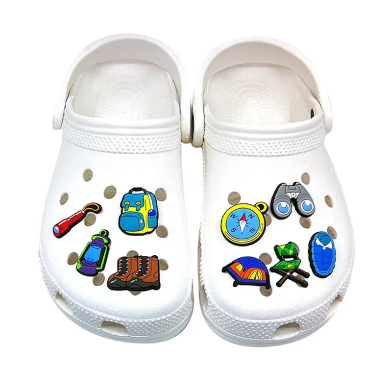 Outdoor Camping Series Hole Shoe Charms Accessories Shoe Buckle Cute Cartoon Shoes Flower DIY Shoes Decorations