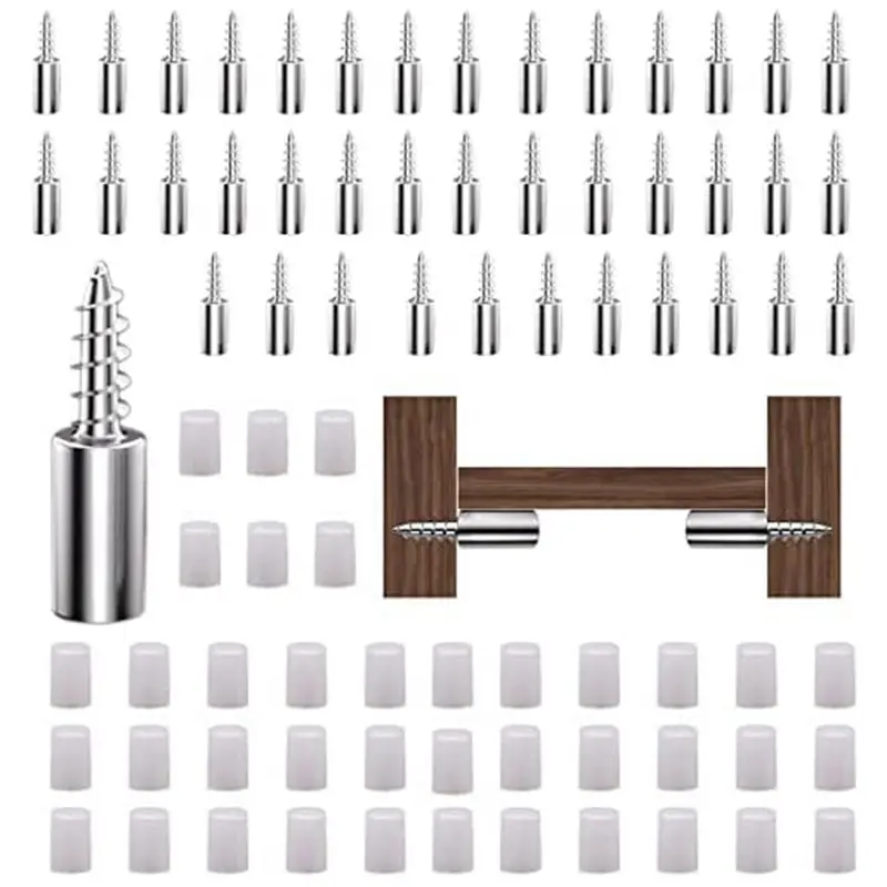 New Shown-40 Pcs Shelf Bracket Screws Pegs Non-Punching Clapboard Holder With Non-Slip Sleeve, For Furniture & Bookcase Shelf