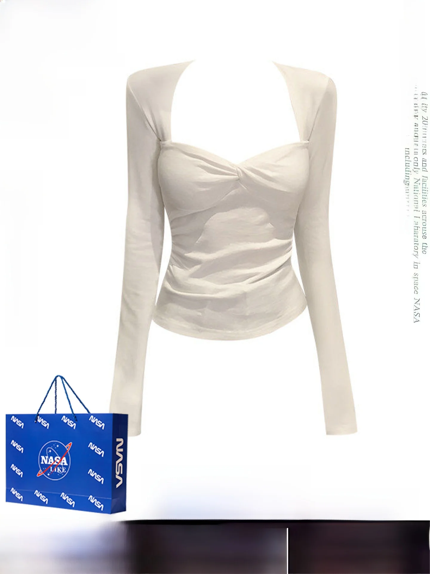 

Модная женская футболка с длинным рукавом, осенне-зимняя, приталенная, универсальная, базовый слой, с квадратным воротником-узлом