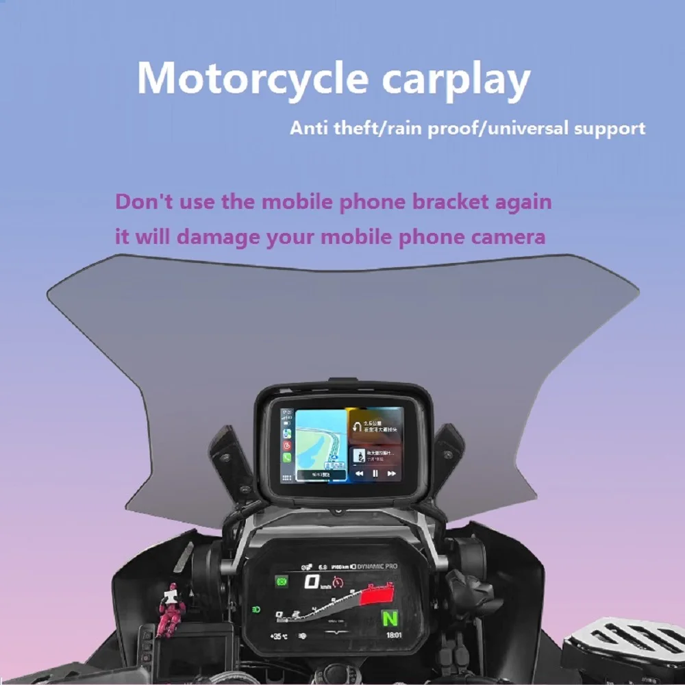 NaviFly 5 inch Portable Motorcycle LCD Display IPX7 Waterproof Monitor For Wireless Apple Carplay Android Auto Moto Car Play