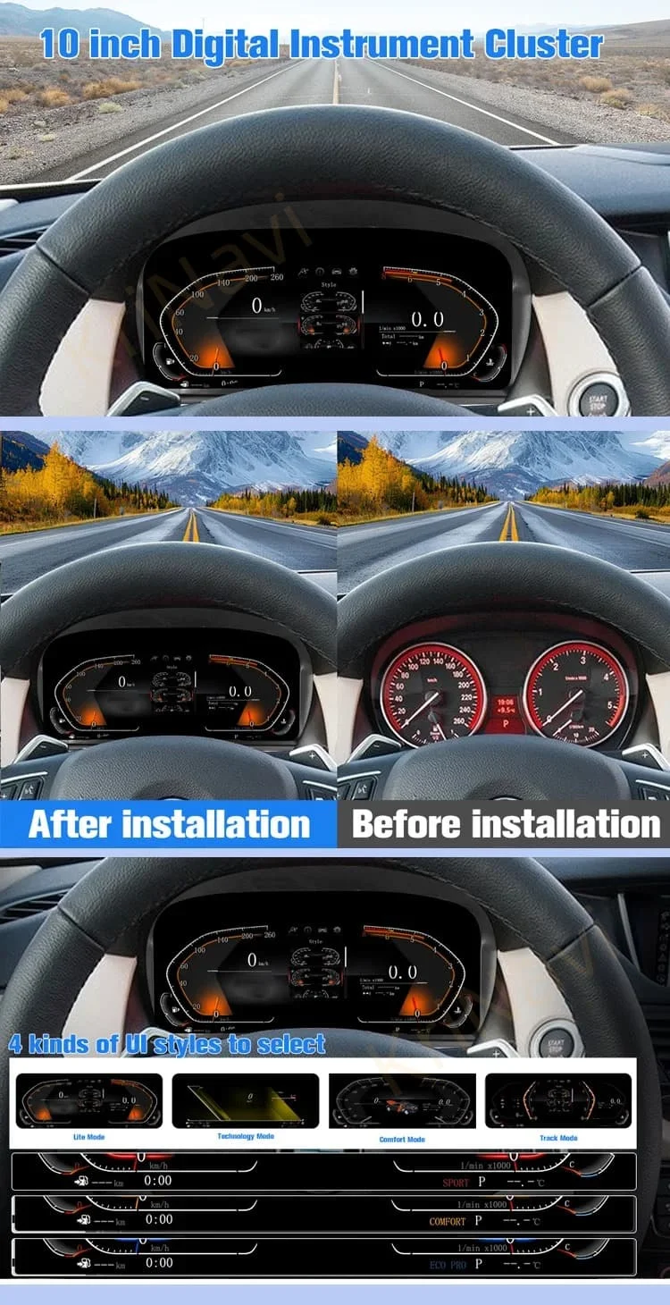 Digital instrument cluster For BMW X1 E84 2006-2015 LCD Speedometer, dashboard, Odometer, 10'' HD screen,Carplay,Plug-and-Play
