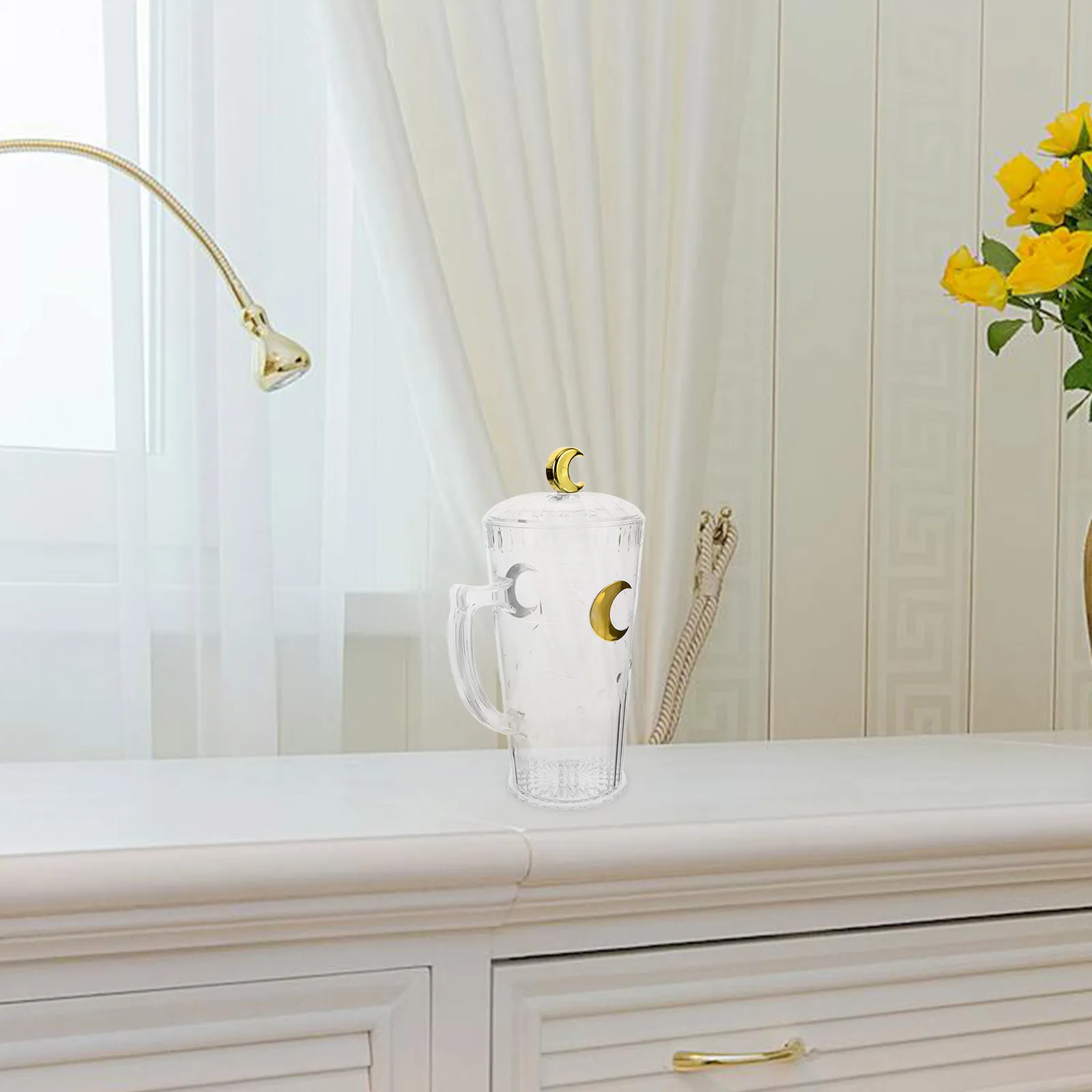 

Clear Plastic Water Pitcher Moon Pattern Large Capacity Iced Tea Lemonade Juice Party Home Restaurant Beverage Dispenser