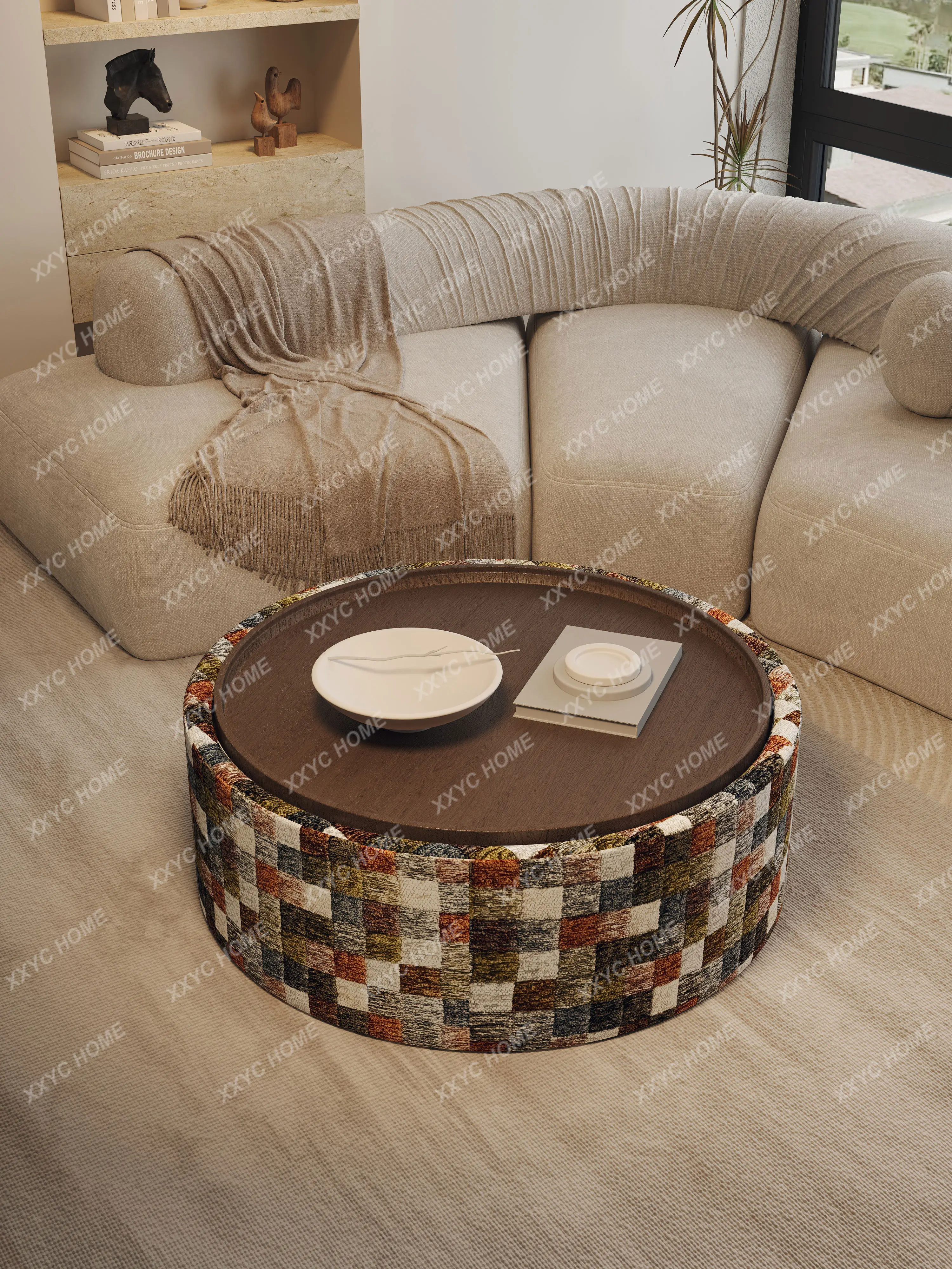 

Round coffee table living room home light luxury high-end minimalist small apartment storage coffee table