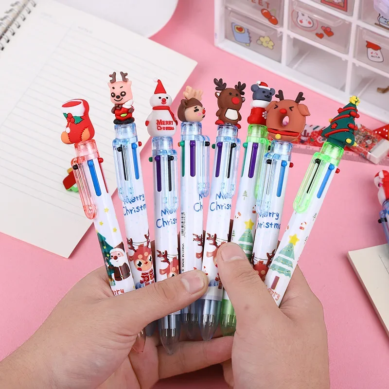 36Pcs Christmas New Christmas elements 6-color ballpoint pens, student cartoon stationery office supplies