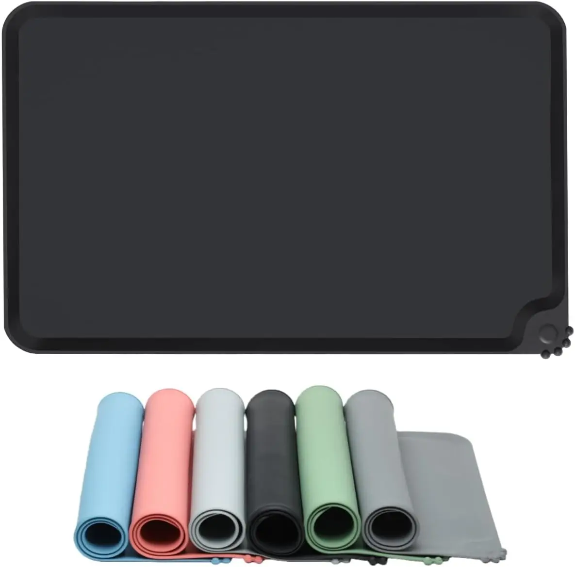 Bol en silicone pour chien avec bord surélevé, tapis antidérapant pour animaux de compagnie, tapis de nourrissage pour chats et chiens
