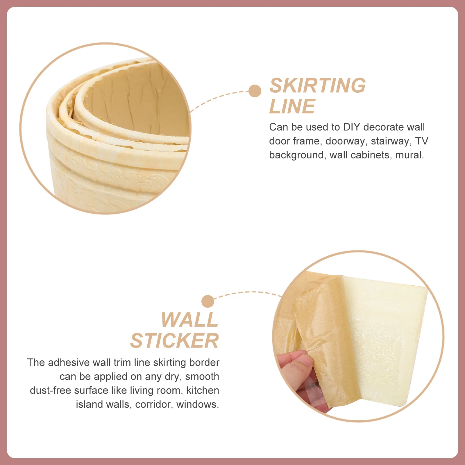 

3D Embossed Wall Skirting Border Waterproof Stickers for Home Decor Wall Sticker Decorative Stickers