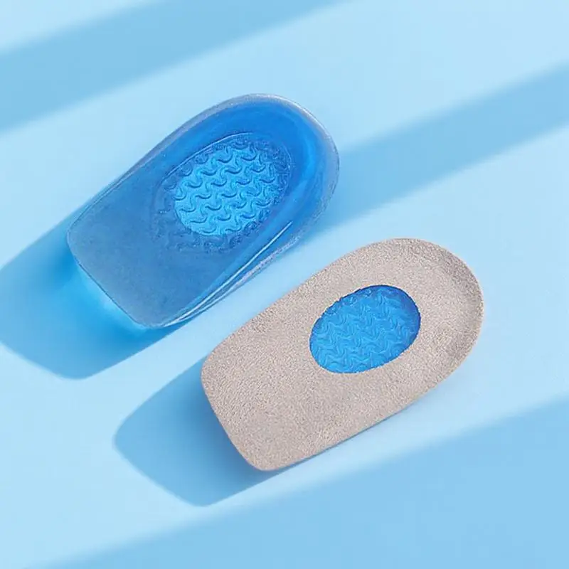 

1 Pair Dark Blue Elastic Gel Heel Insoles Shock Absorbing Half Pads For Sports Running Shoes Men Women 40-46 Size Heel Pain