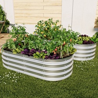 Land Guard Galvanized Raised Garden Bed Kit - Oval Large Metal Planter Garden Boxes for for outdoor vegetables, flowers