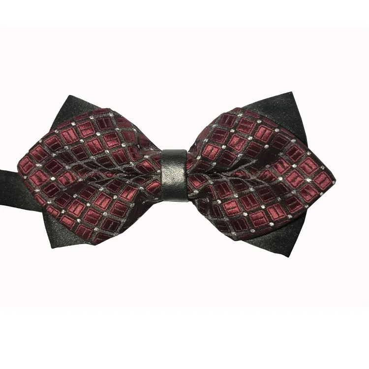 Wedding Ceremony Best Man Groom Wine Red Black Collar Accessories Butterfly Festival Fashion Casual Suit Shirt Collar