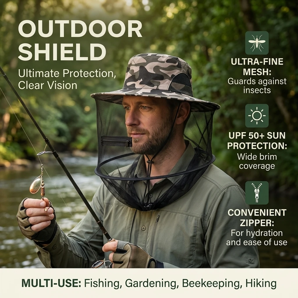 Anti-mosquito Head Net Face Cover Breathable Fabric Keeps You Cool And Dry Deep Wood Hiking Geared