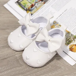 Beautiful Non-slip Soft Shoes of the Bow Bow Heart for Baby Girls, First Walkers, Classic Dress, Child, 0-18m 8 MAIN SALES FIRST PURCHASE - №2
